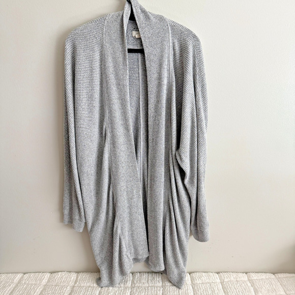Cupio Womens Gray Knit Open Long Cardigan Sweater Sz Large Staple Office Casual - Picture 1 of 10